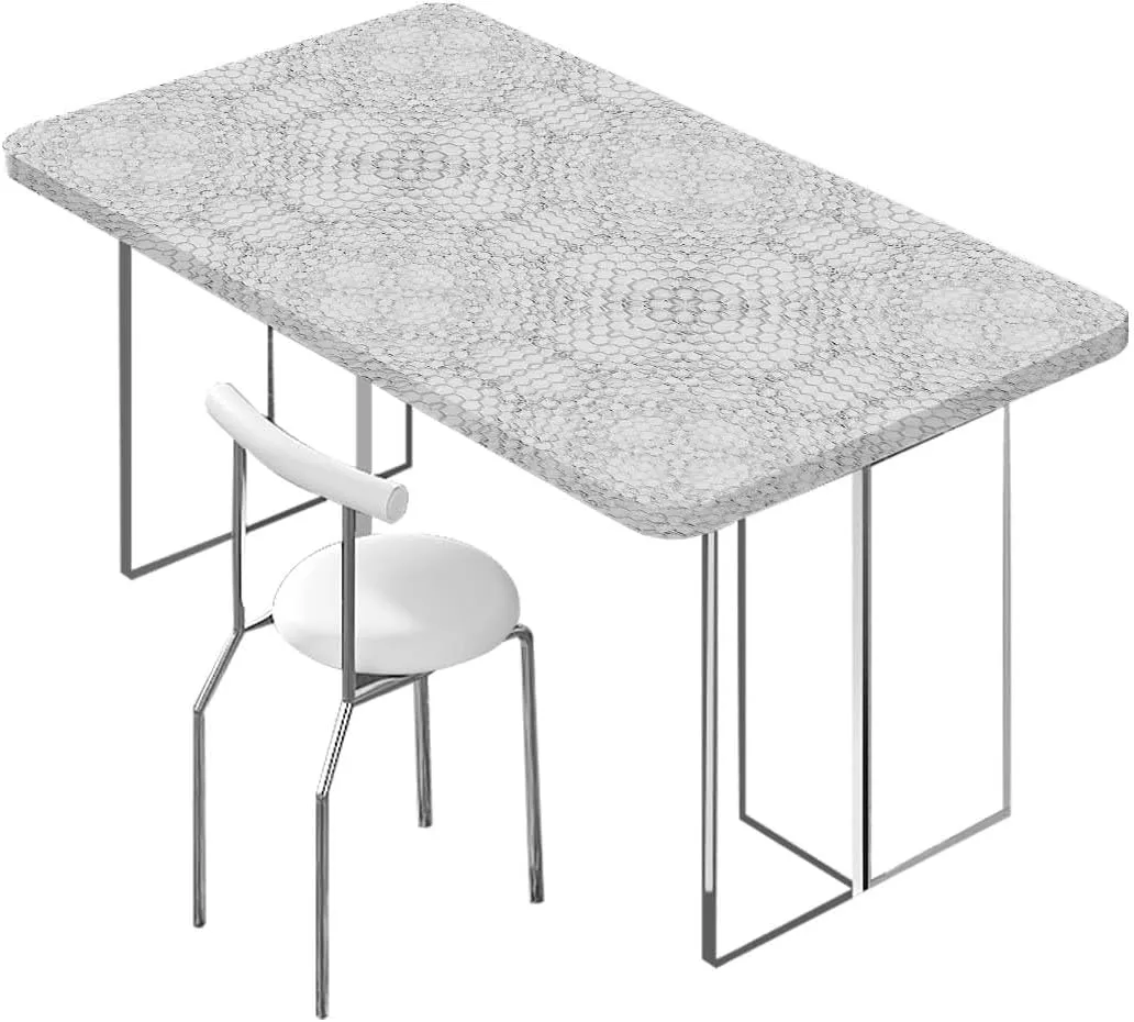 OOzie Gray Fitted Tablecloth Cover, Crocodile Leather Pattern Material Fashion Design Tablecloth Fitted Table Cloth Rectangle Table Animal Fits up 4 Foot Tables