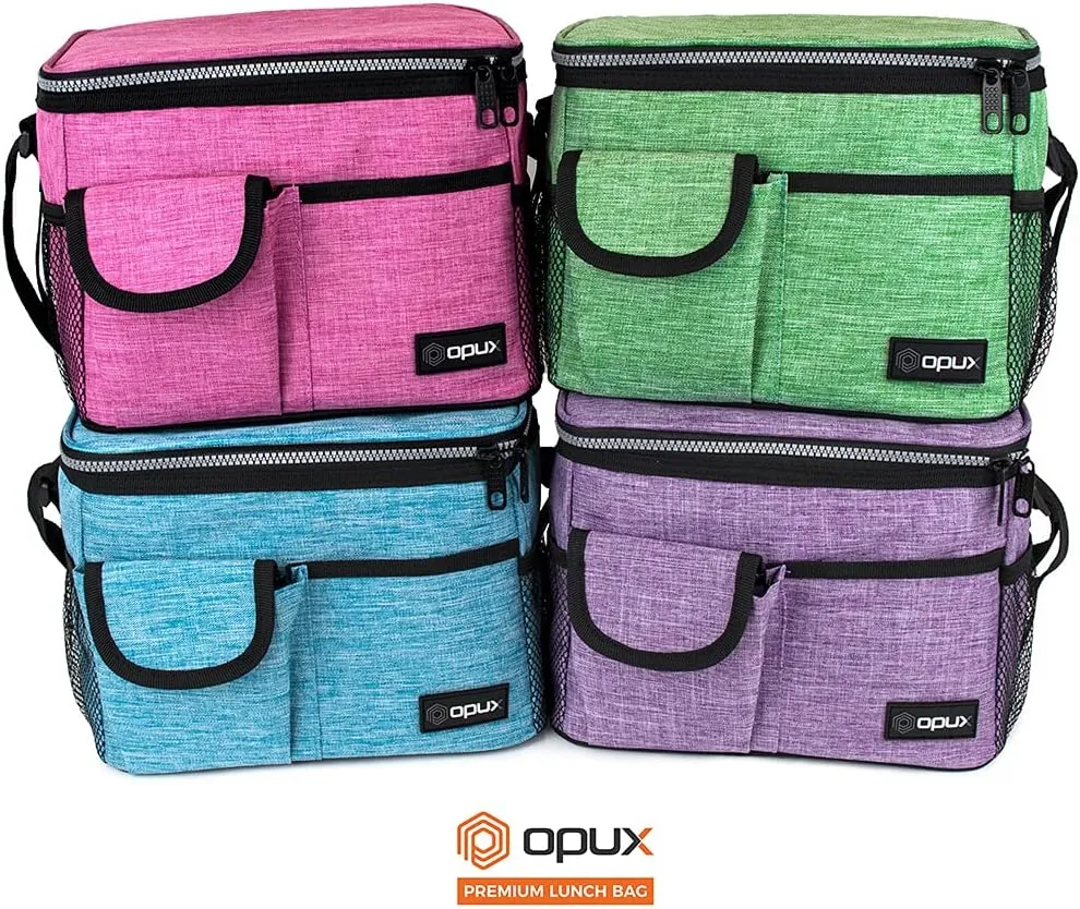 opux Insulated Lunch Bag for Men Women, Leakproof Heather Purple Lunch Box for Work, Portable Soft Lunch Cooler Bag with Shoulder Strap, Adult Lunchbox Lunch Pail for Kid Boy Girl School, 14 Can/8L