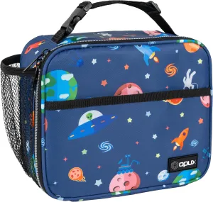 Opux Space Astronaut Lunch Bag, Soft Insulated Lunch Box for Kids, Boys, Girls, Reusable, Portable, Waterproof, Durable