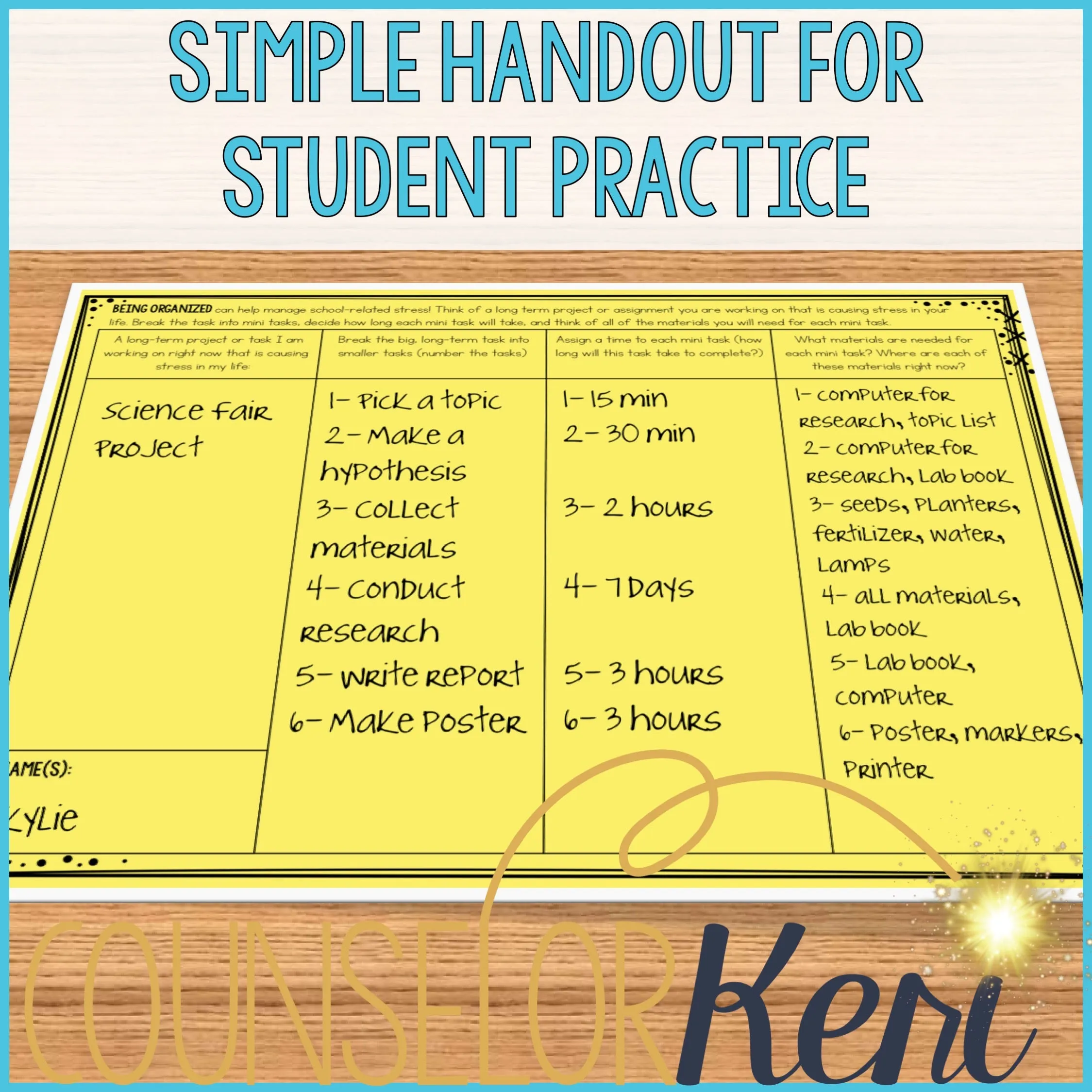 Organization Activity: Getting Organized Classroom Guidance Lesson