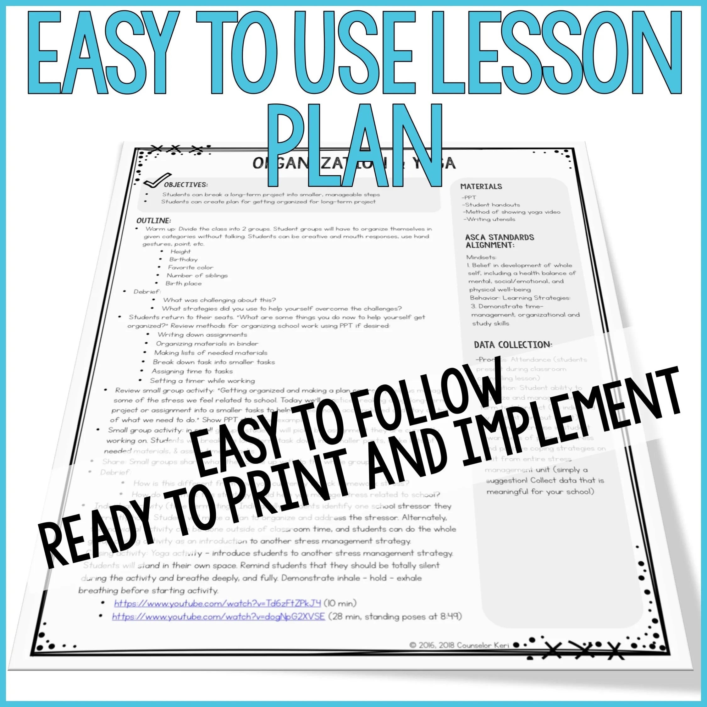 Organization Activity: Getting Organized Classroom Guidance Lesson