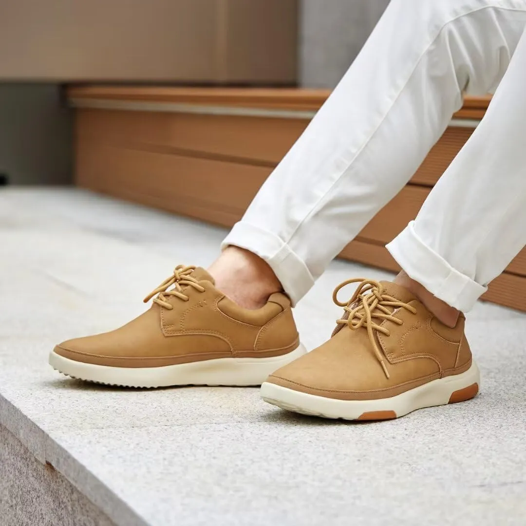 OrthoComfoot Men's Orthopedic Leather Dress Walking Shoes: Comfortable Arch Support Fashion Sneakers for Plantar Fasciitis, Orthotic Causal Business Shoes for Heel Foot Pain Relief