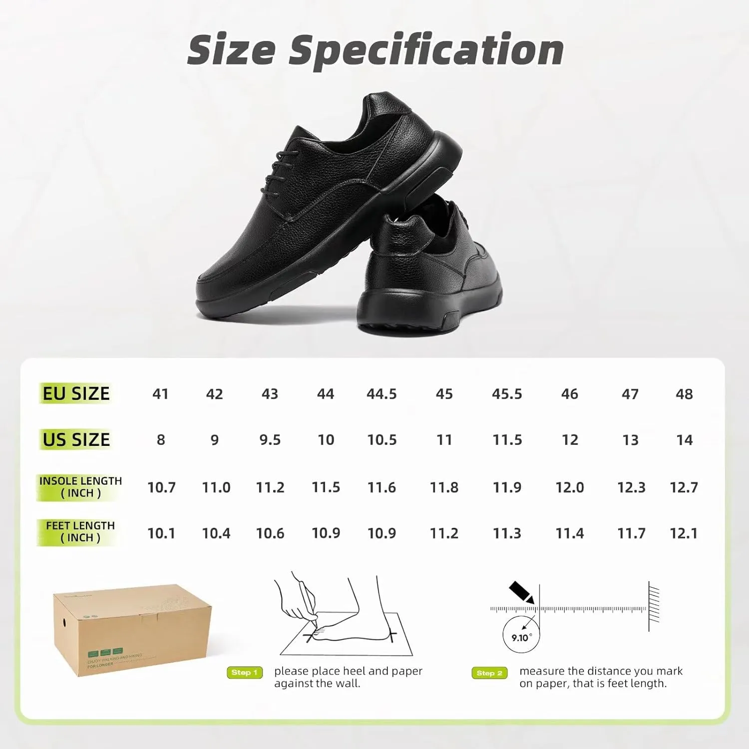 OrthoComfoot Men's Orthopedic Leather Dress Walking Shoes: Comfortable Plantar Fasciitis Fashion Sneakers with Arch Support, Casual Flat Feet Business Work Shoes for Foot and Heel Pain Relief