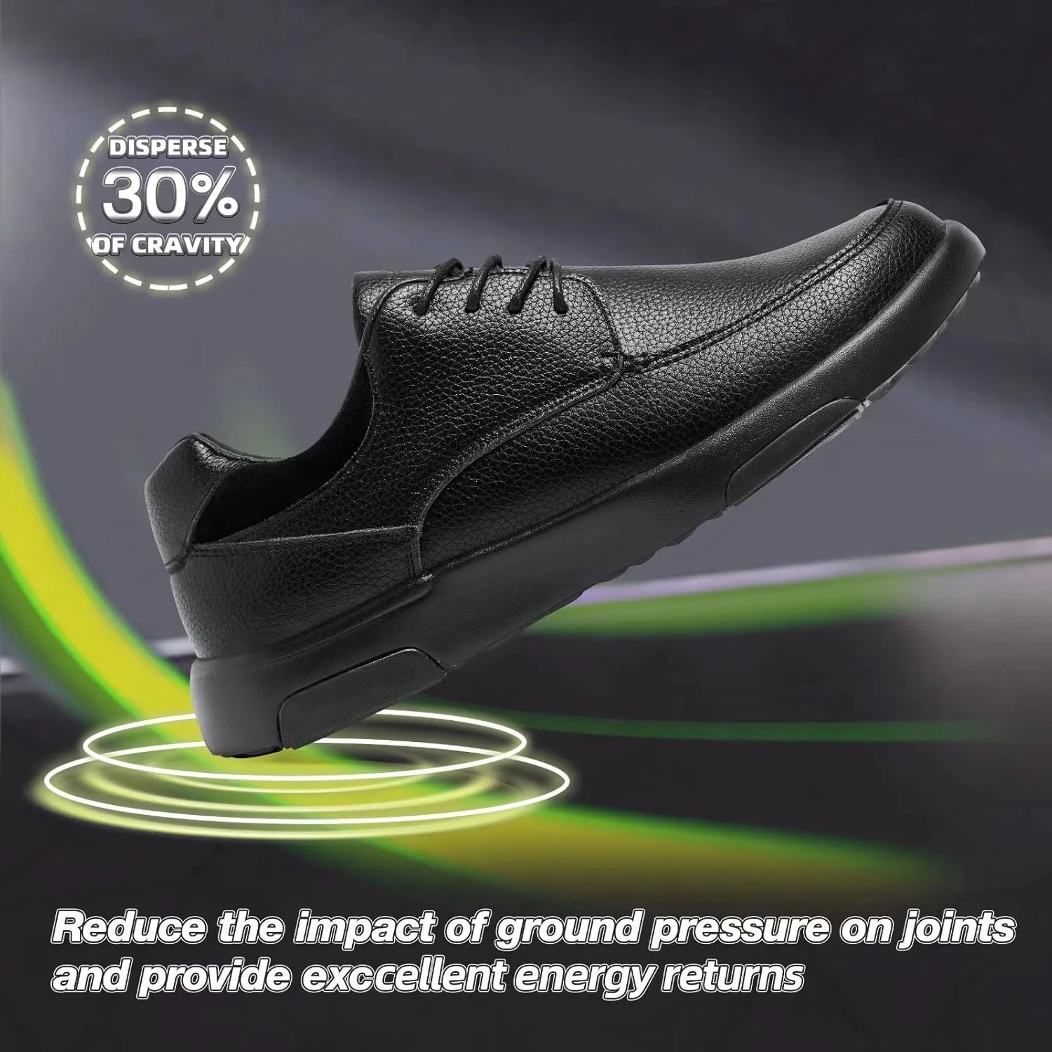 OrthoComfoot Men's Orthopedic Leather Dress Walking Shoes: Comfortable Plantar Fasciitis Fashion Sneakers with Arch Support, Casual Flat Feet Business Work Shoes for Foot and Heel Pain Relief