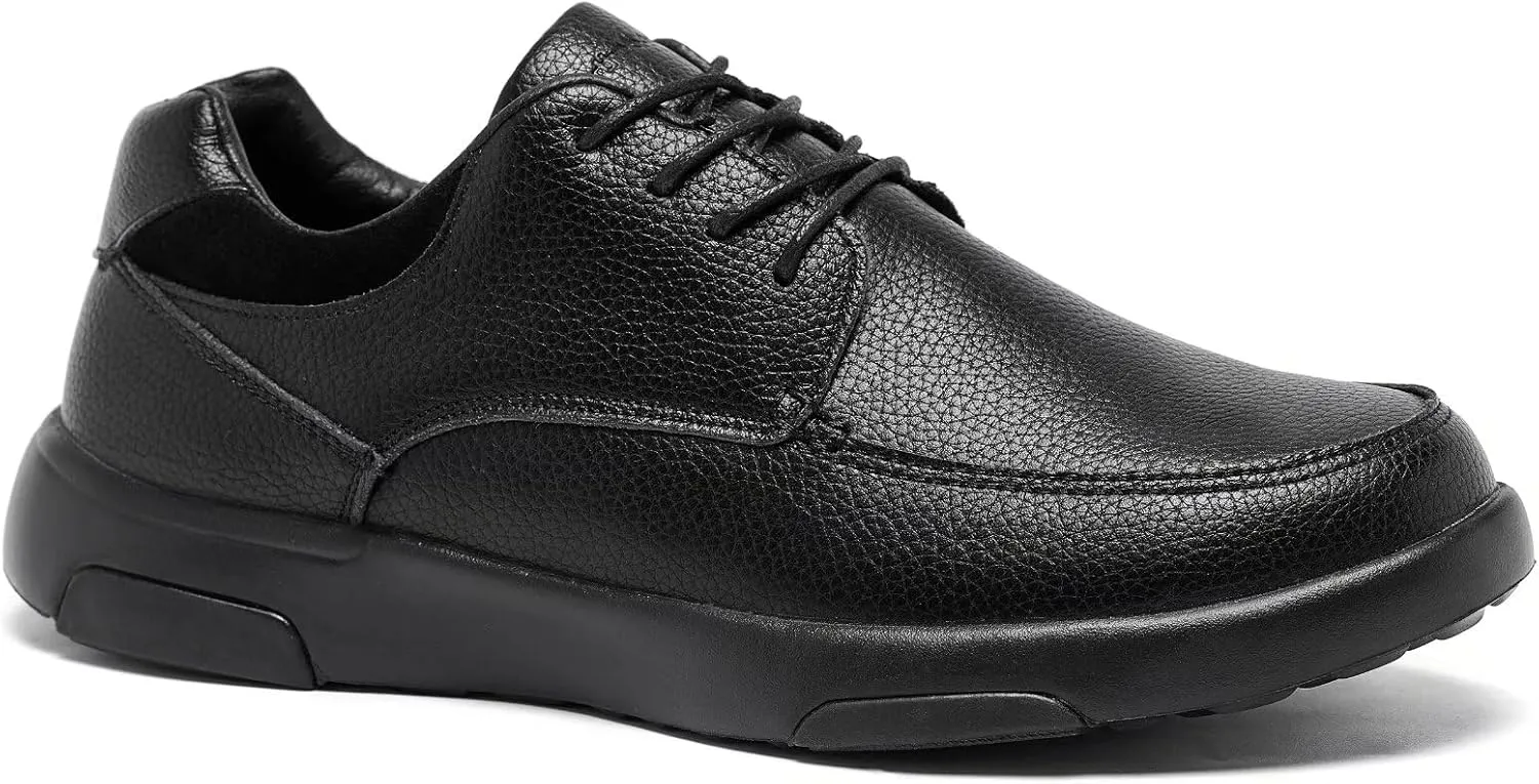 OrthoComfoot Men's Orthopedic Leather Dress Walking Shoes: Comfortable Plantar Fasciitis Fashion Sneakers with Arch Support, Casual Flat Feet Business Work Shoes for Foot and Heel Pain Relief