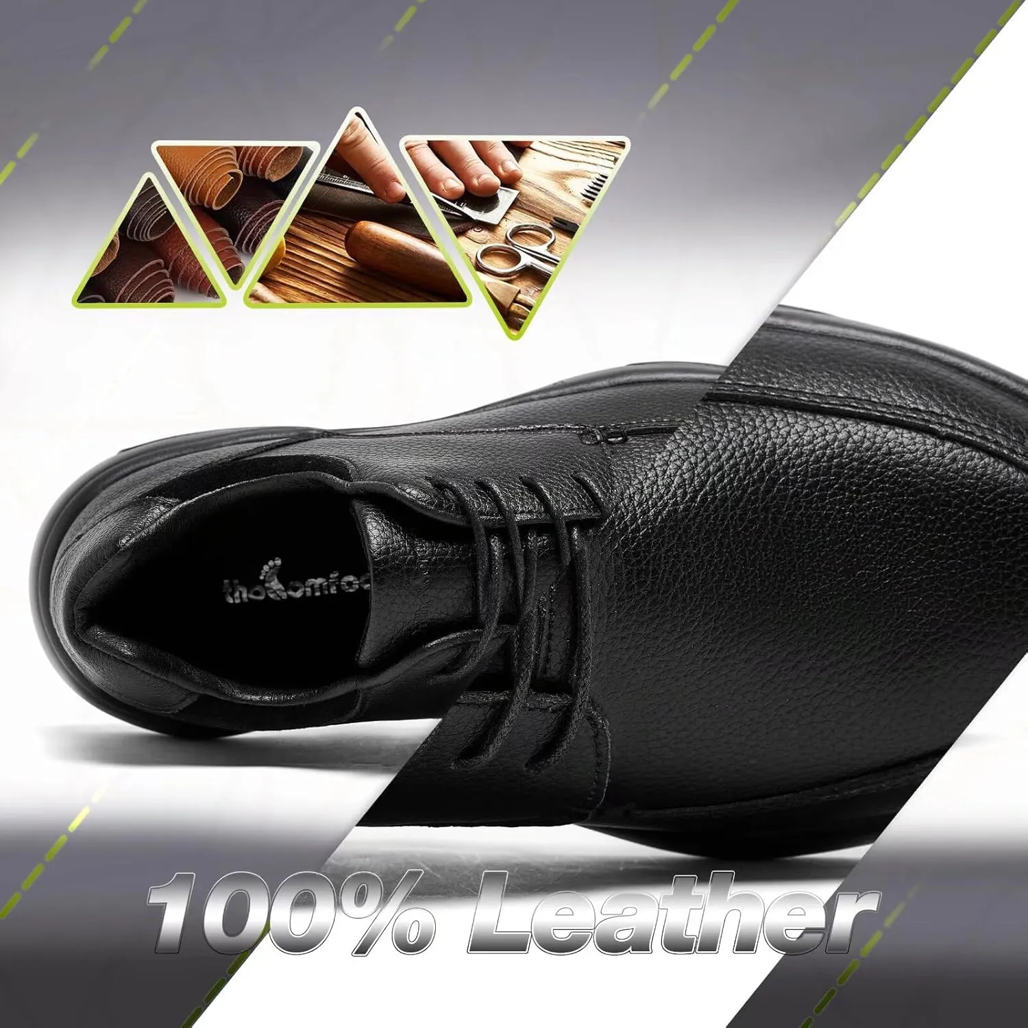 OrthoComfoot Men's Orthopedic Leather Dress Walking Shoes: Comfortable Plantar Fasciitis Fashion Sneakers with Arch Support, Casual Flat Feet Business Work Shoes for Foot and Heel Pain Relief