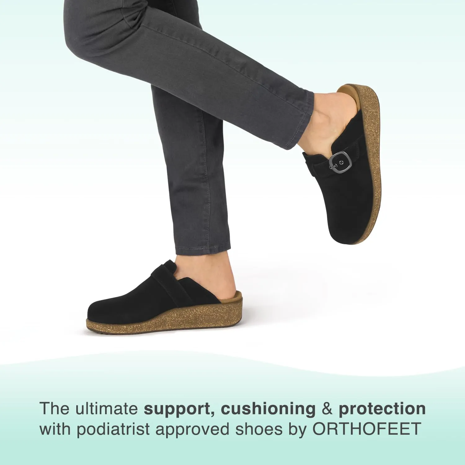 Orthofeet Women's Orthopedic Leather Casey Clogs for Plantar Fasciitis Relief