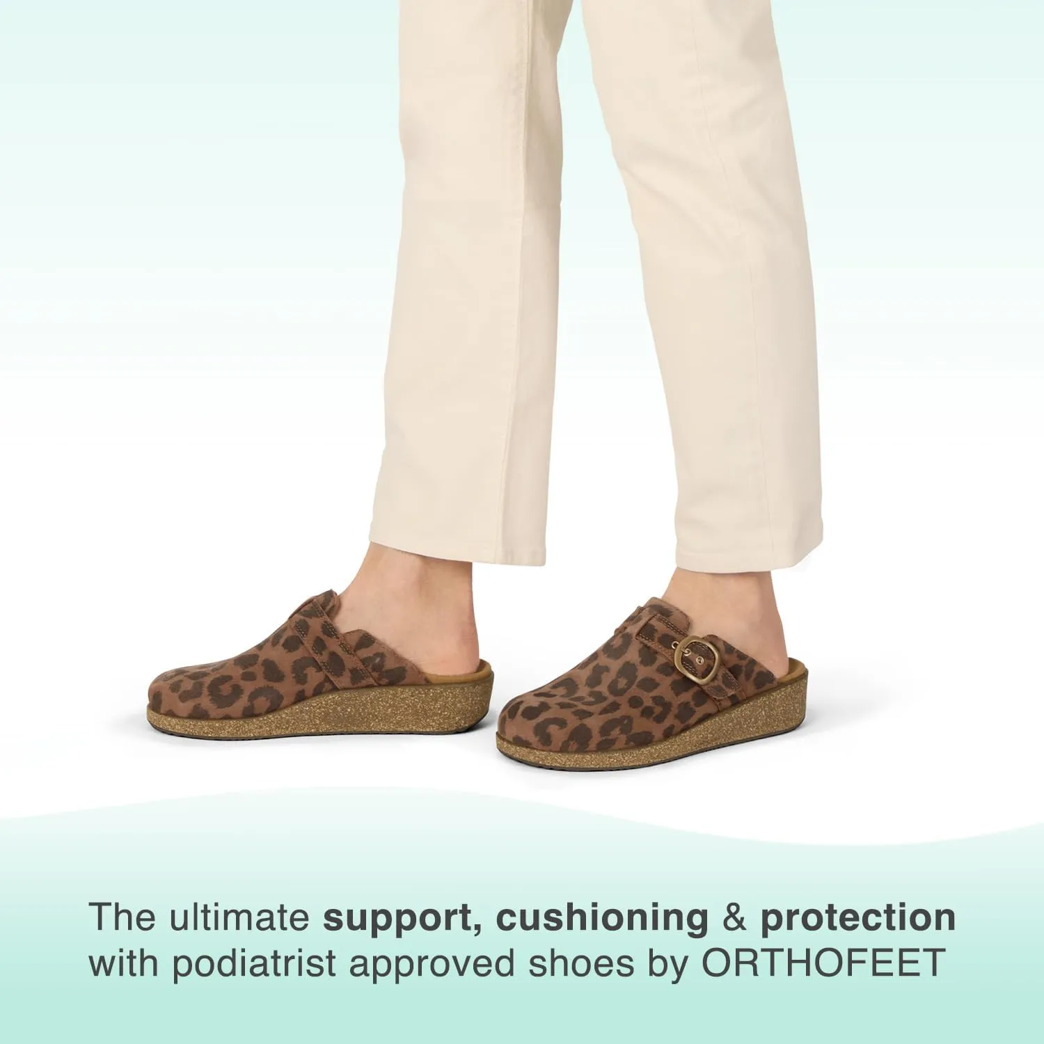 Orthofeet Women's Orthopedic Leather Casey Clogs for Plantar Fasciitis Relief