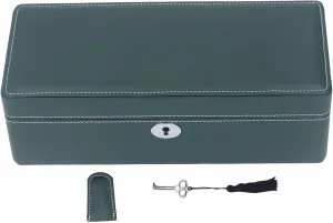 OUKENS Watch Box Organizer, 4 Slot Watch Display Box with Key Microfiber Leather Green Exquisite Watch Display Storage Box for Most Mechanical Watches Jewelry