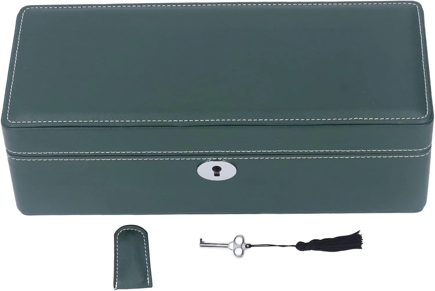 OUKENS Watch Box Organizer, 4 Slot Watch Display Box with Key Microfiber Leather Green Exquisite Watch Display Storage Box for Most Mechanical Watches Jewelry