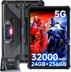 OUKITEL RT7 5G Rugged Tablet Android 13, 32000mAh Battery 24GB 256GB - Waterproof Tablet, 10.1" FHD Tablets 33W Fast Charging,48MP 32MP 20MP Night Vision Camera,5G Dual SIM 5G WiFi/OTG/GPS/T-Mobile
