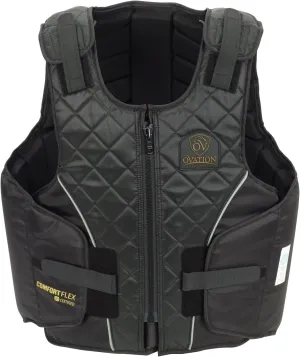 Ovation Adults' ComfortFlex Body Protector | Durable Comfortable Adjustable Safety Reflective Piping Equestrian Riding Vest, Black, Large