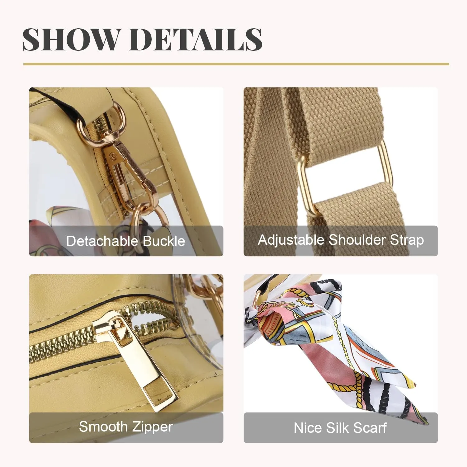Oweisong Clear Bag for Stadium Events Women Stadium Approved Crossbody Bag Clear Purse Concert Sport Shoulder Handbag