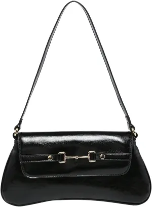 OYOANGLE Women's Vintage Leather Flap Shoulder Bags Buckled Decor Clutch Purse Handbags Elegant Underarm Bag