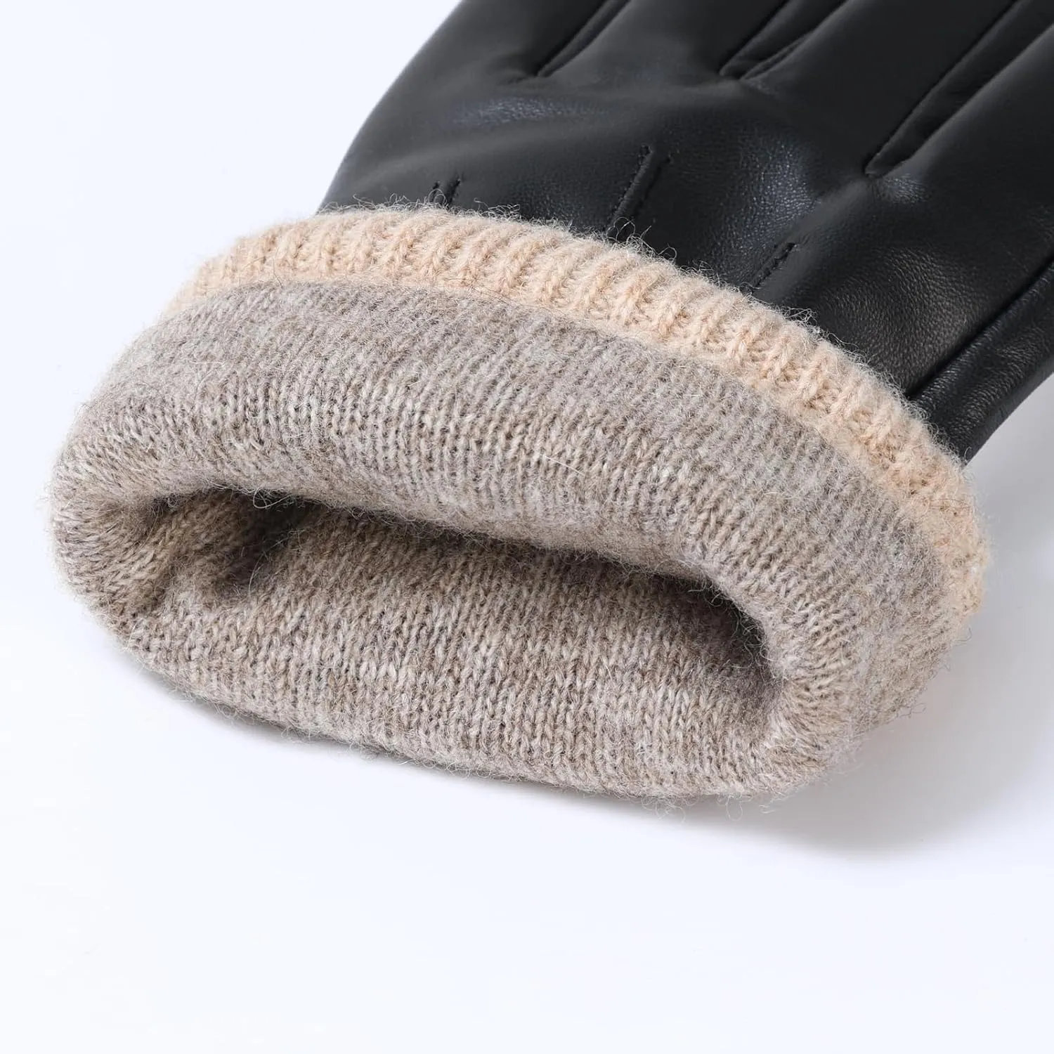 OZERO Winter Gloves for Men: Touchscreen Wool Blend-Lined Thermal Leather Gloves Gift Box Packaging for Father Husband