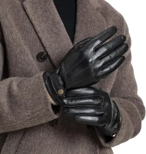 OZERO Winter Gloves for Men: Touchscreen Wool Blend-Lined Thermal Leather Gloves Gift Box Packaging for Father Husband
