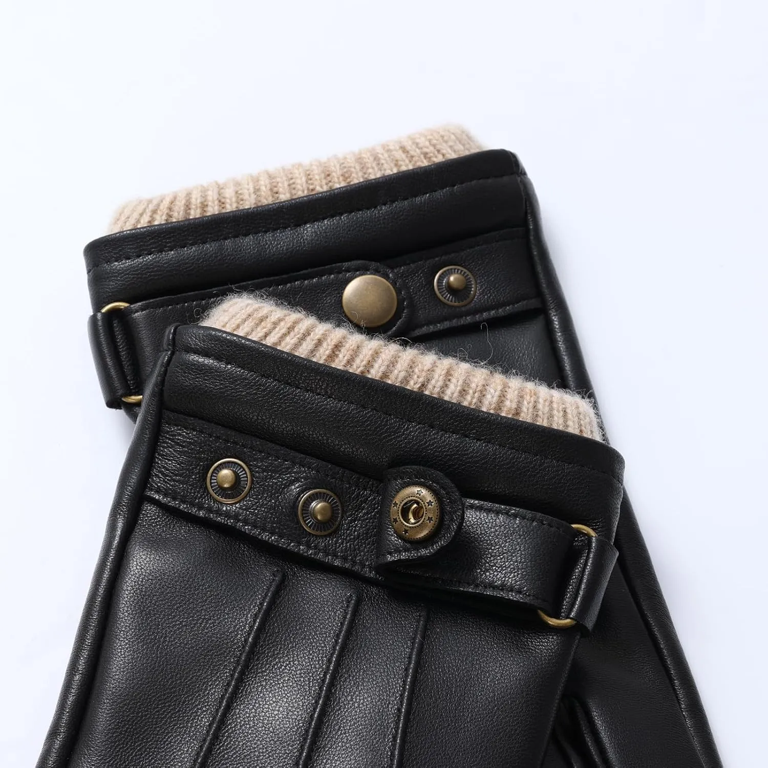 OZERO Winter Gloves for Men: Touchscreen Wool Blend-Lined Thermal Leather Gloves Gift Box Packaging for Father Husband