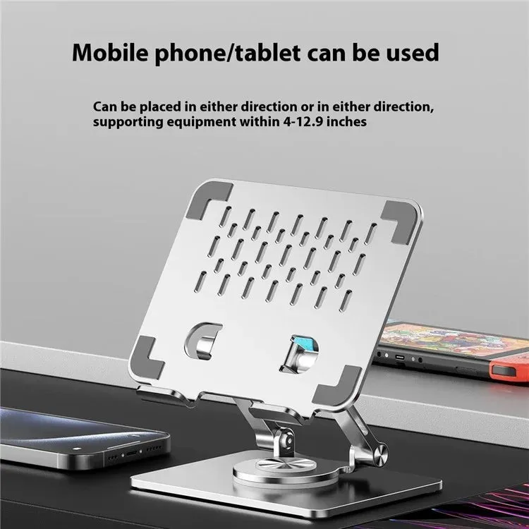P2083 Heat Dissipation Alloy Steel 360 Degree Rotating Desktop Stand for Mobile Phone Tablet