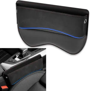 Pack-1 Car Seat Gap Filler, Leather Car Seat Storage Box, Universal Car Seat Organizer, Adjustable Car Utility Bag, Car Accessories for Phone, Cards, Keys, Coins, Receipts (Black)