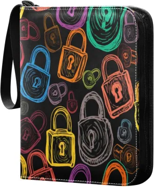 Padlocks Card Binder 4 Pockets, 400 Pockets Trading Card Binder Removable Card Albums Card Holder for Games, Sports, Football, Baseball Cards