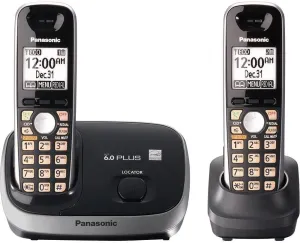 Panasonic Expandable Cordless Phone System 6.0 Plus KX-TG6512B, Black, 2 Handsets