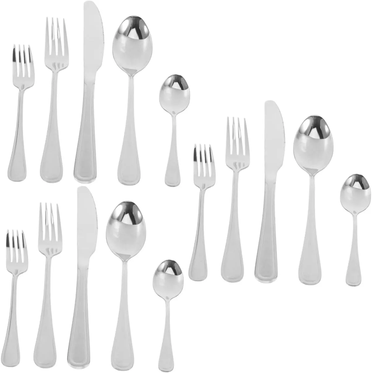 PartyKindom 3 Sets 10-piece Stainless Steel Silverware Set Modern Kitchen Cutlery Forks Spoons Knives Elegant