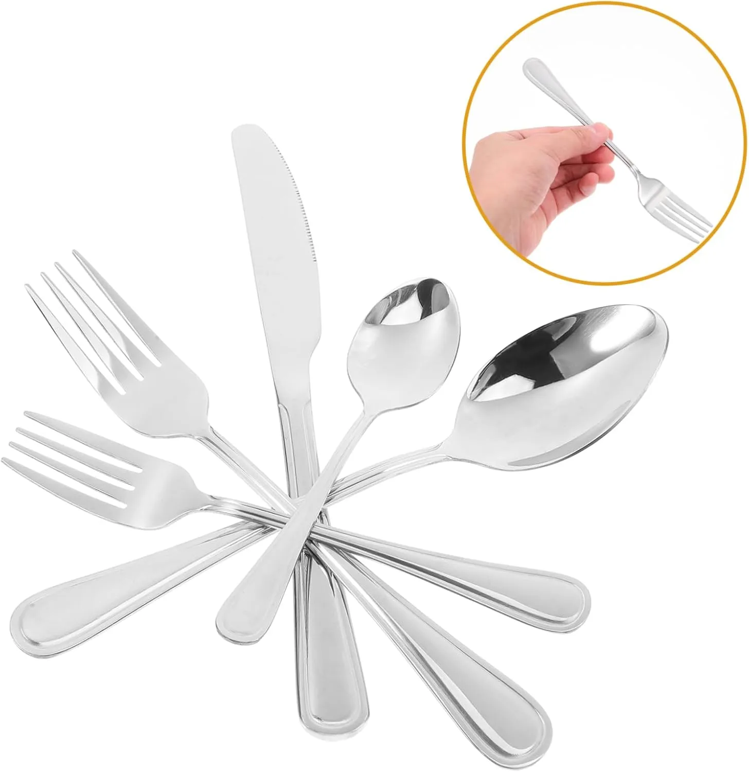 PartyKindom 3 Sets 10-piece Stainless Steel Silverware Set Modern Kitchen Cutlery Forks Spoons Knives Elegant