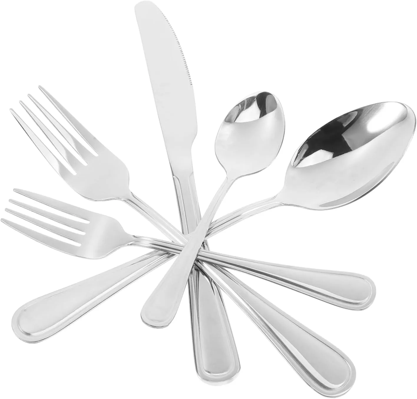 PartyKindom 3 Sets 10-piece Stainless Steel Silverware Set Modern Kitchen Cutlery Forks Spoons Knives Elegant