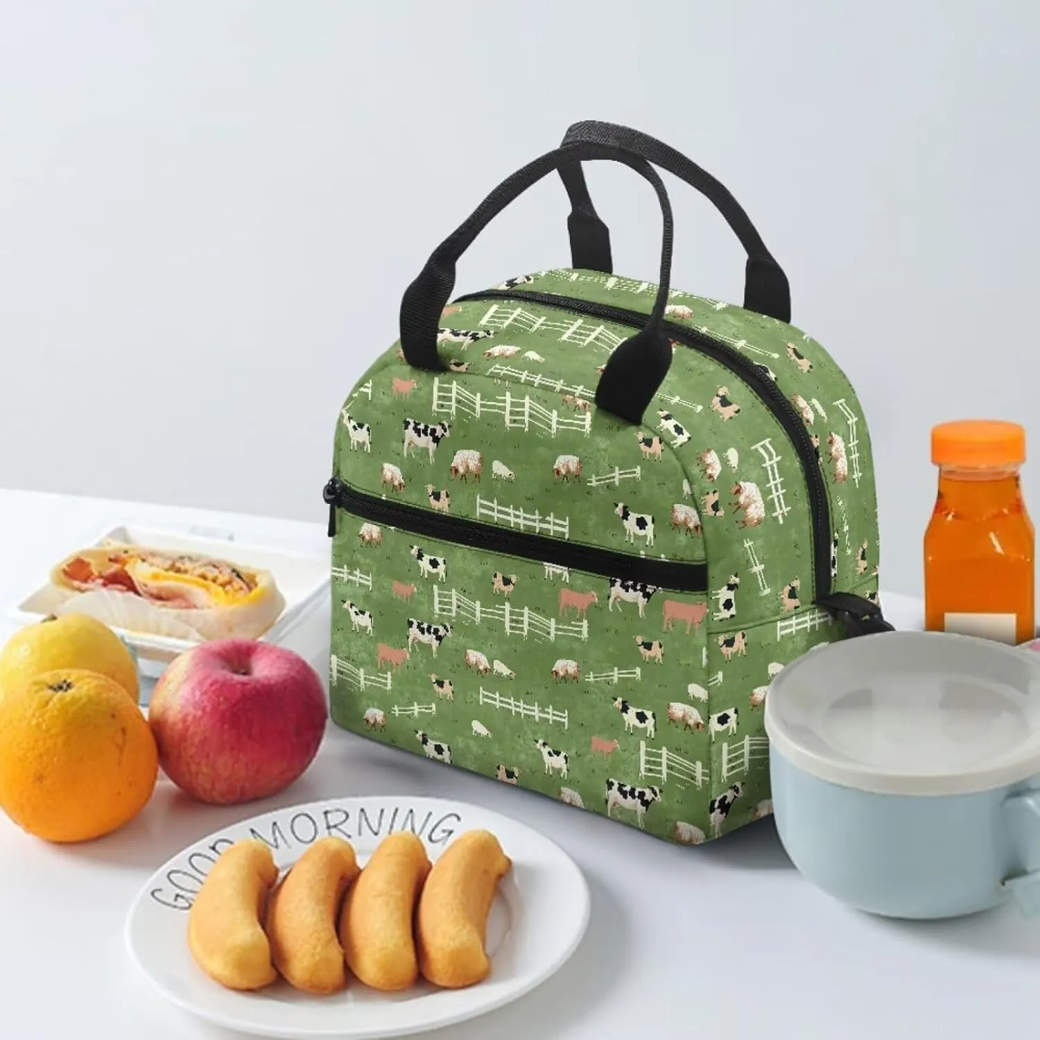 Pasture Lunch Bag Tote Bag Lunch Organizer Lunch Holder Compartment Insulated Lunch Cooler Bag for Women Girls Boys Men
