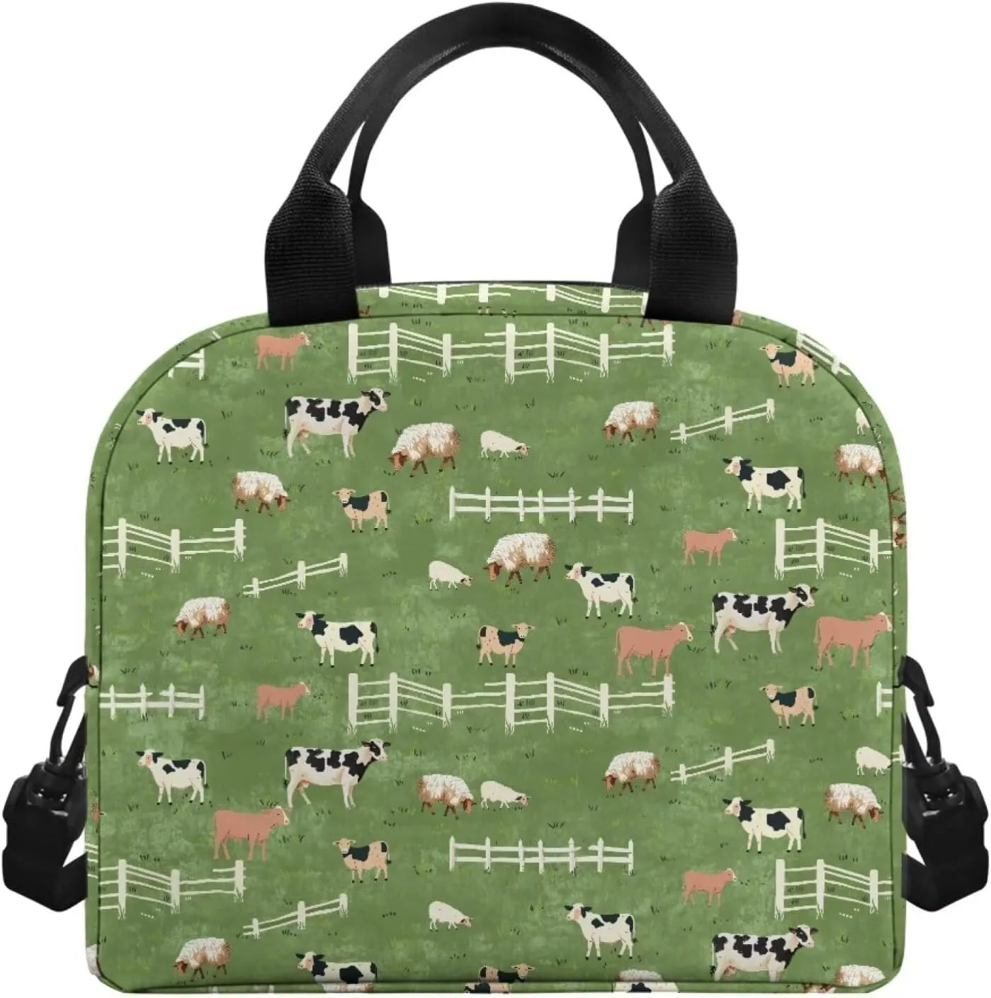 Pasture Lunch Bag Tote Bag Lunch Organizer Lunch Holder Compartment Insulated Lunch Cooler Bag for Women Girls Boys Men