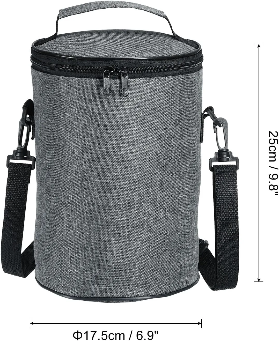 PATIKIL 6.9"x9.8" Insulated Lunch Bag with Shoulder Strap, Insulated Food Jar Waterproof Lunch Tote Bag Portable for Office Work Outdoor Picnic, Grey