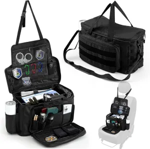 Patrol Bag organizer for Car Front Seat Law Enforcement Police Gear Organizer with Cup Holders Police Officer Duty Bag with Multiple Storage Space, Black