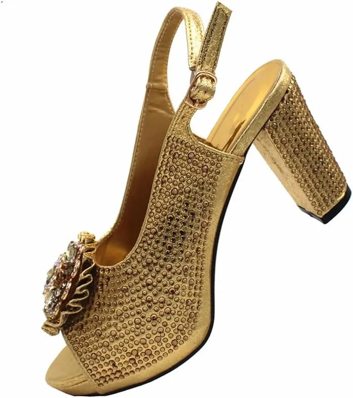 Peep Toe African Spring Autumn Lady Shoes And Bag Set Women Wedding Party Sandal