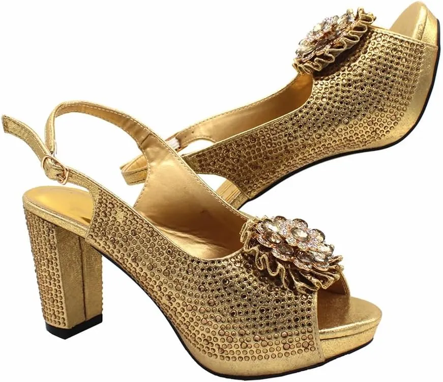 Peep Toe African Spring Autumn Lady Shoes And Bag Set Women Wedding Party Sandal