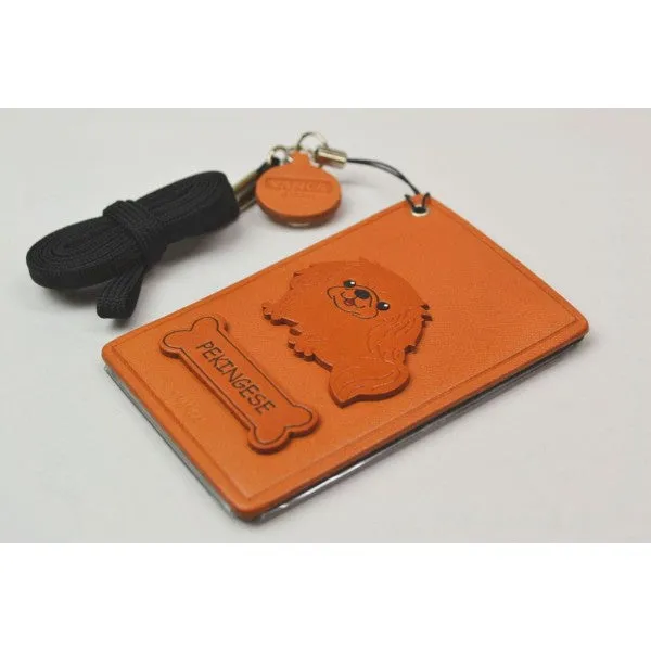 Pekingese Leather Commuter Pass/Passcard Holders