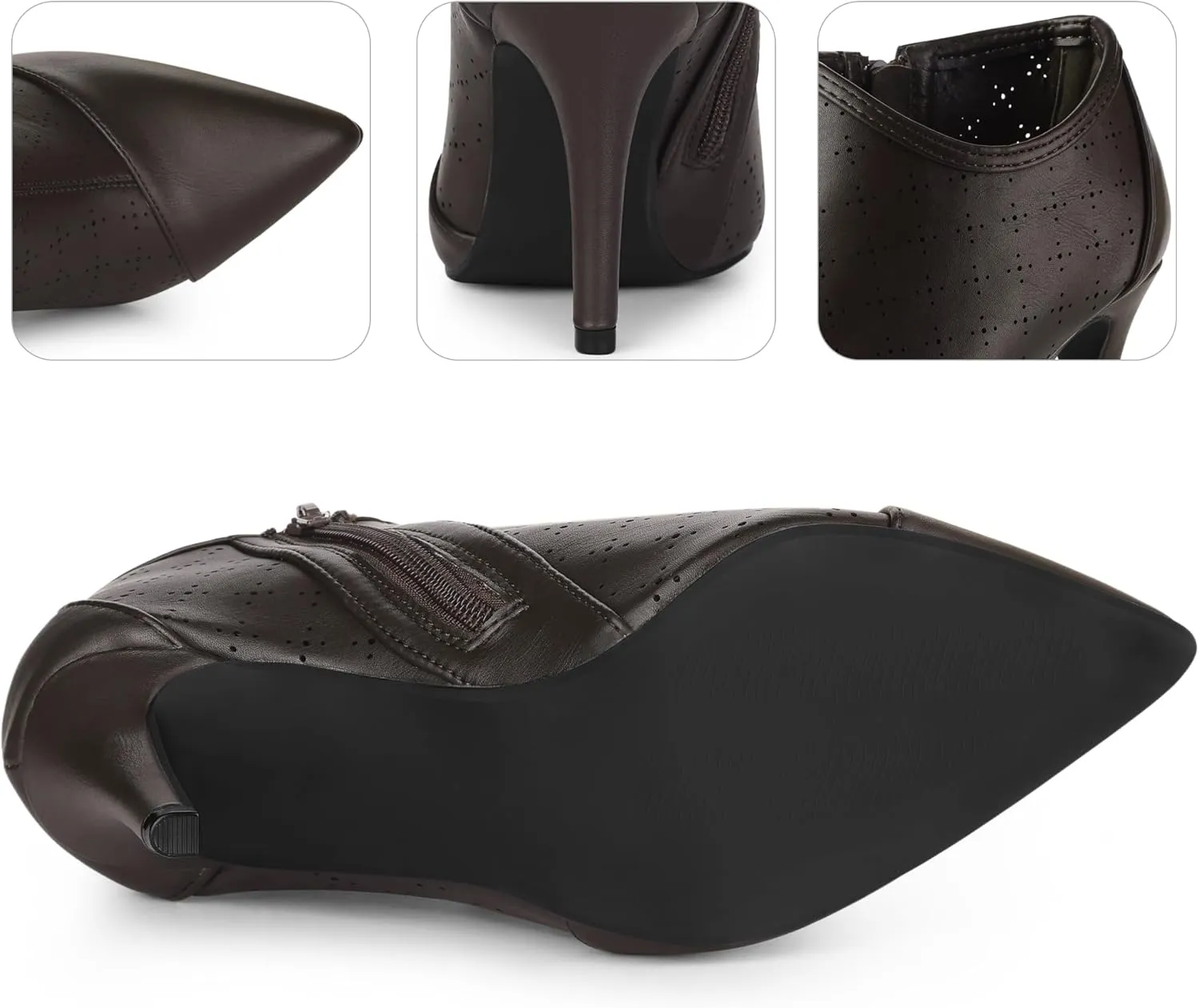 Perphy Cut out Perforated Boots Pointed Toe Stiletto Heels Costumes Ankle Booties for Women