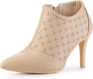 Perphy Cut out Perforated Boots Pointed Toe Stiletto Heels Costumes Ankle Booties for Women
