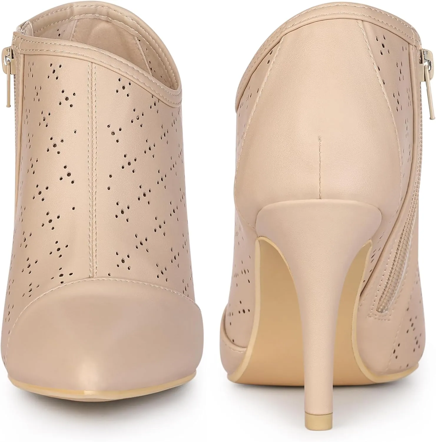Perphy Cut out Perforated Boots Pointed Toe Stiletto Heels Costumes Ankle Booties for Women