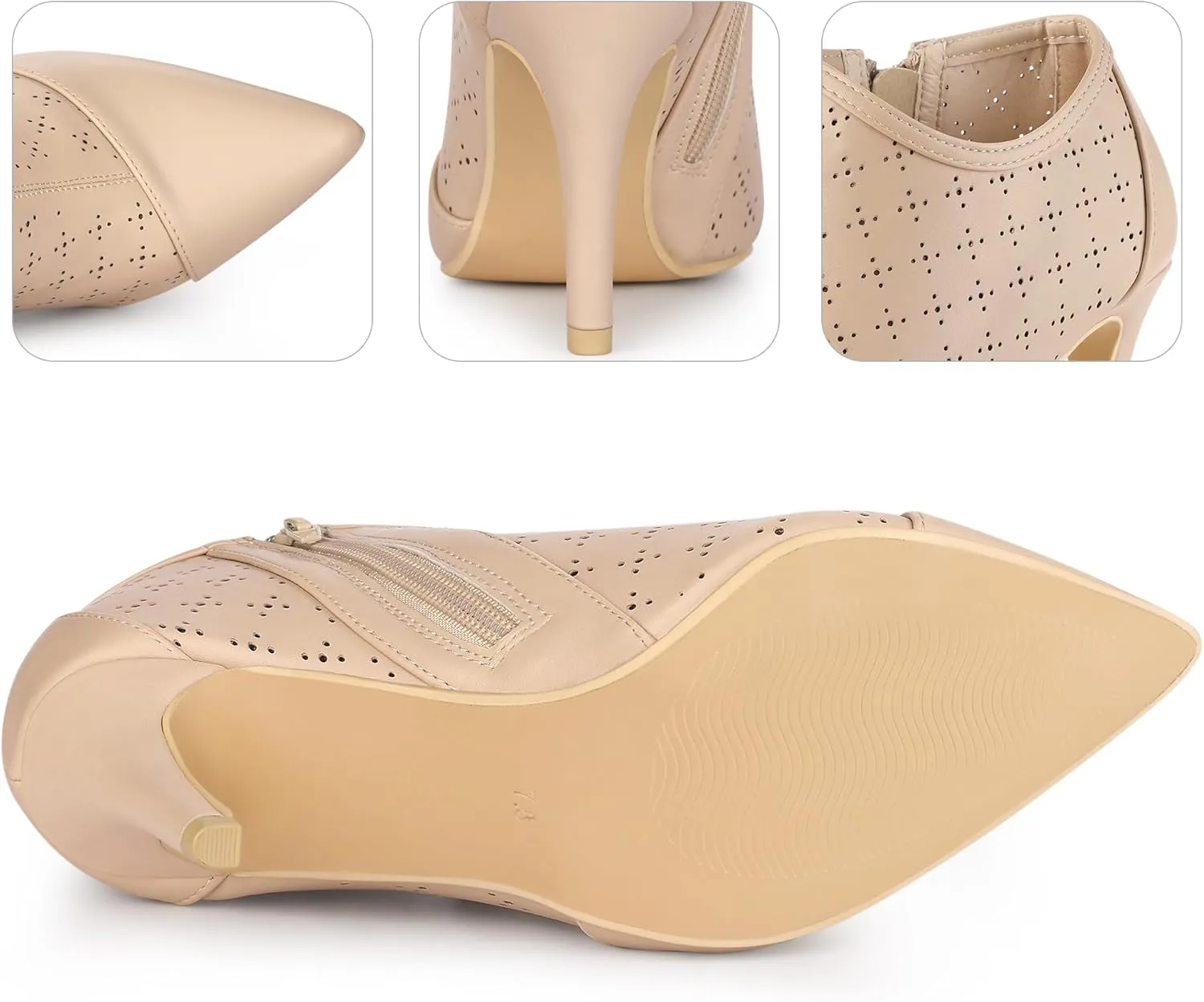 Perphy Cut out Perforated Boots Pointed Toe Stiletto Heels Costumes Ankle Booties for Women