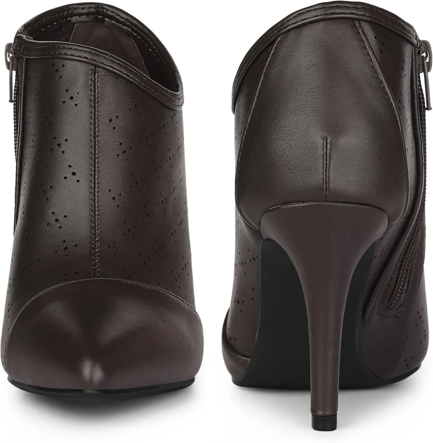 Perphy Cut out Perforated Boots Pointed Toe Stiletto Heels Costumes Ankle Booties for Women