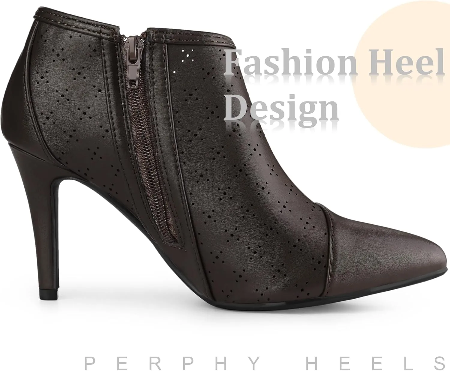Perphy Cut out Perforated Boots Pointed Toe Stiletto Heels Costumes Ankle Booties for Women