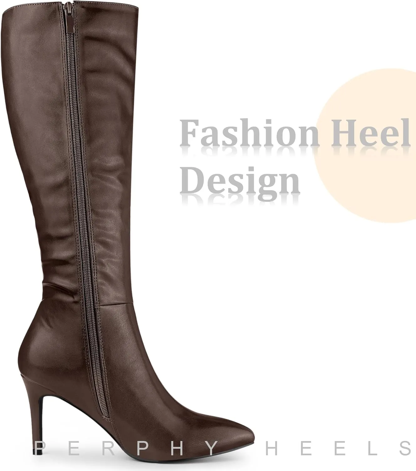 Perphy High Heels Pointed Toe Stiletto Heel Knee High Boots for Women