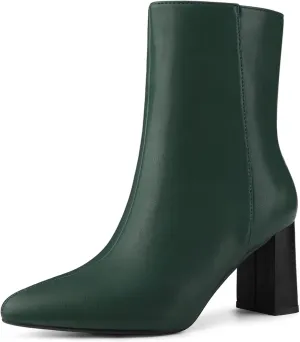 Perphy Pointed Toe Boots Block High Heels Ankle Booties for Women