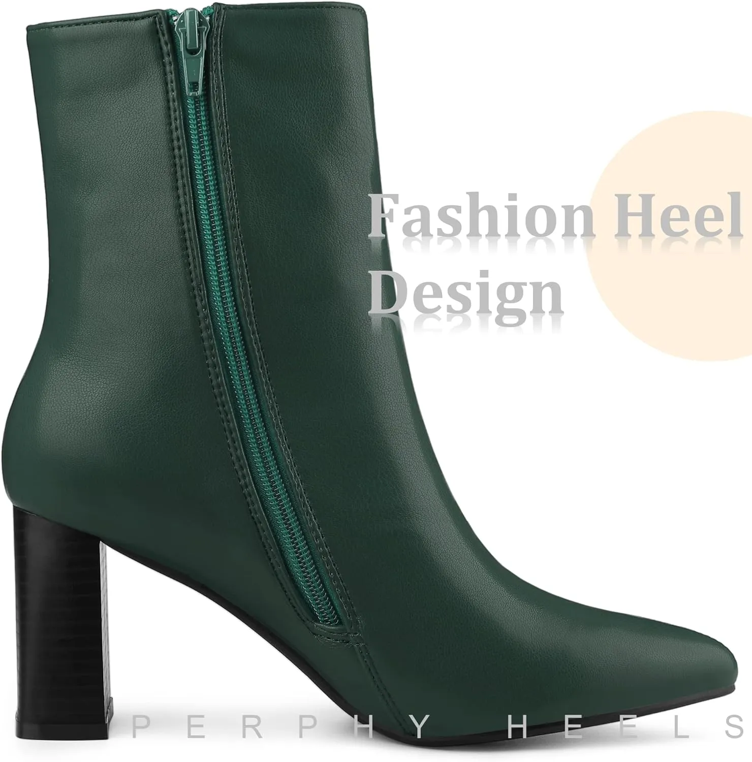 Perphy Pointed Toe Boots Block High Heels Ankle Booties for Women