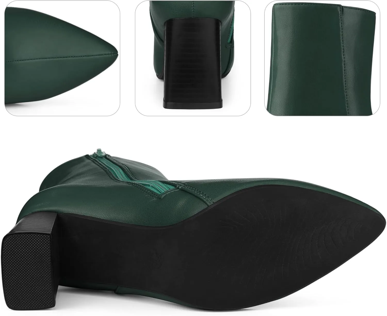 Perphy Pointed Toe Boots Block High Heels Ankle Booties for Women