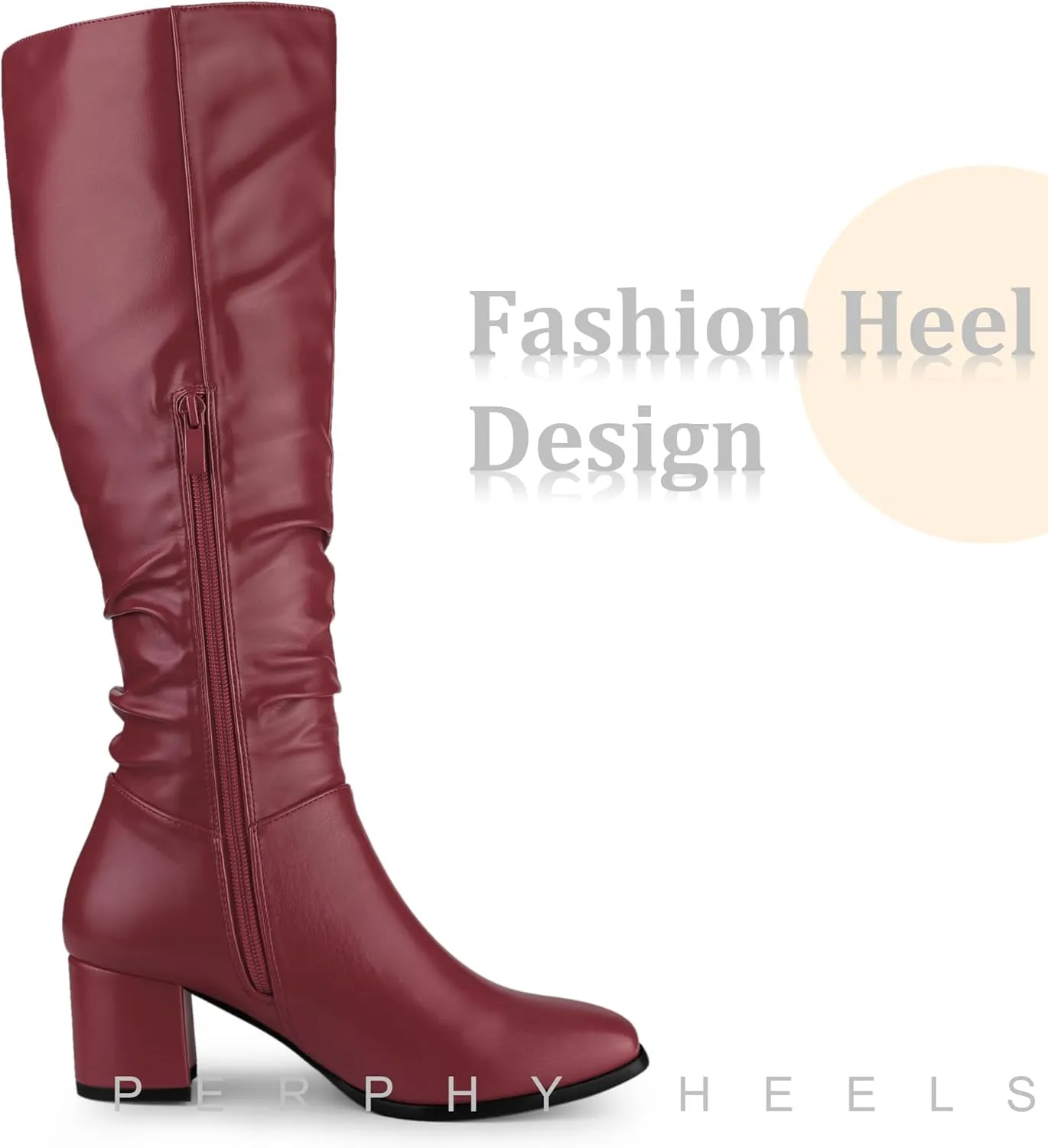 Perphy Thigh High Dress Boots Square Toe Chunky Heel Slouch Knee Highs Boots for Women