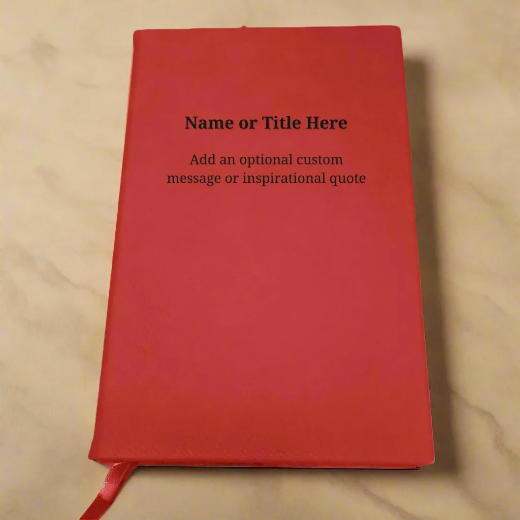 Personalised Red Leather Notebooks - Custom Name & Message