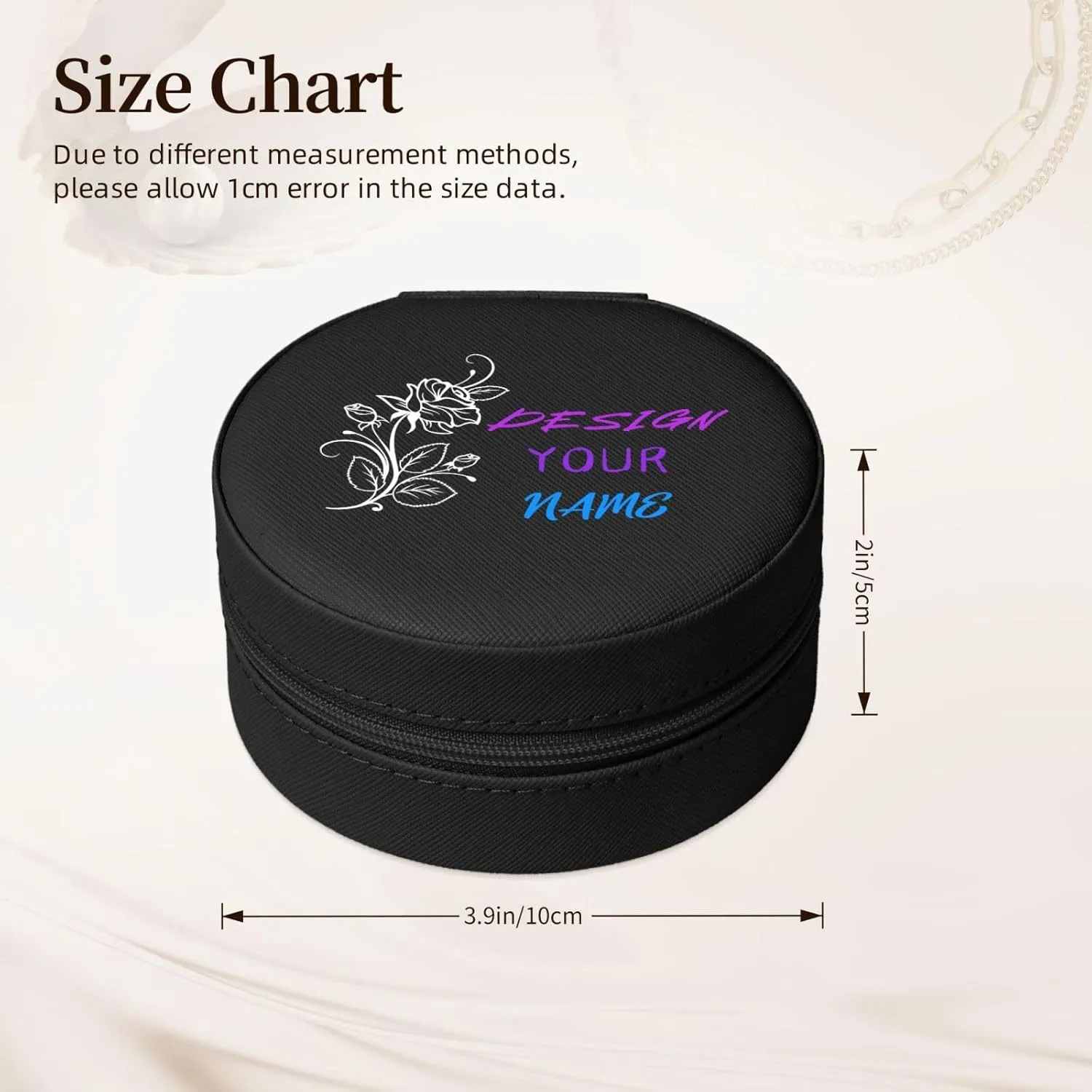 Personalized Jewelry Boxes, Custom Travel Jewelry Case with Name and Birth Flower, Leather Jewelry Box for Birthday Anniversary Festival Gifts (Custom Round Jewelry Box)