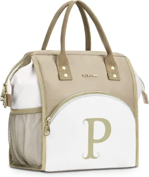 Personalized Lunch Bag for Women, Reusable Insulated Lunch Box Gift for Friend Large Wide-Open Water Resistant Adult Cooler Tote Bag for Work, Travel, Picnic - P