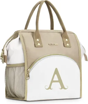 Personalized Lunch Bag for Women, Reusable Insulated Lunch Box Gift for Friend Large Wide-Open Water Resistant Adult Cooler Tote Bag for Work, Travel, Picnic - Printed A